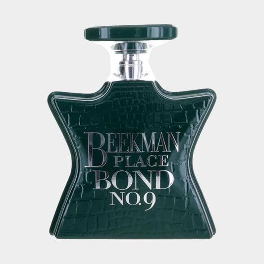 Bond No.9 Beekman Place Sample fragrance bottle featuring a distinctive green, star-shaped design with elegant silver lettering.