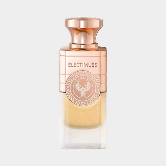 Electimuss Puritas Sample, featuring an elegantly designed bottle with a gold and clear gradient, showcasing the luxurious fragrance within.