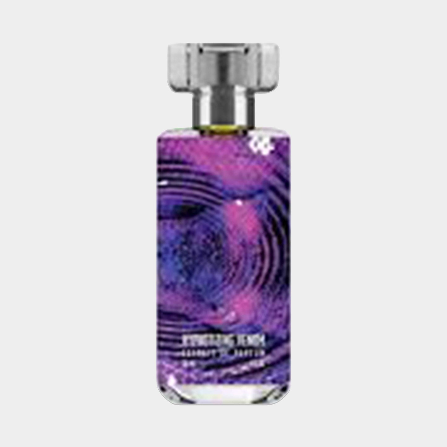 Dua Hypnotizing Venom Sample is a small bottle of perfume featuring a vibrant, swirling purple and blue design on the label, enclosed in a sleek glass bottle.