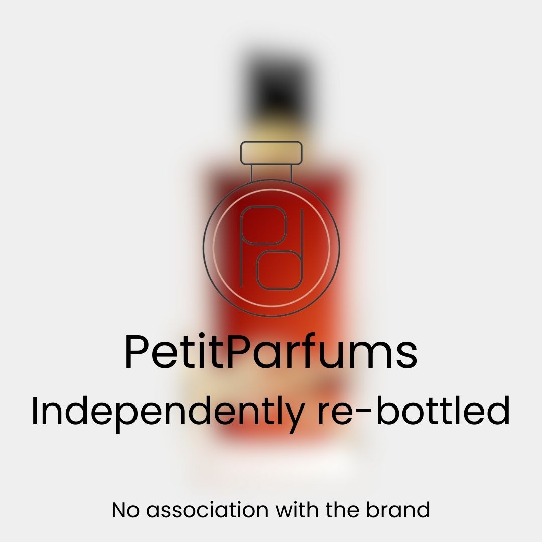 Libre Le Parfum Sample, featuring a vintage-style perfume bottle with a warm amber hue, re-bottled by PetitParfums with a note of independence from the original brand.