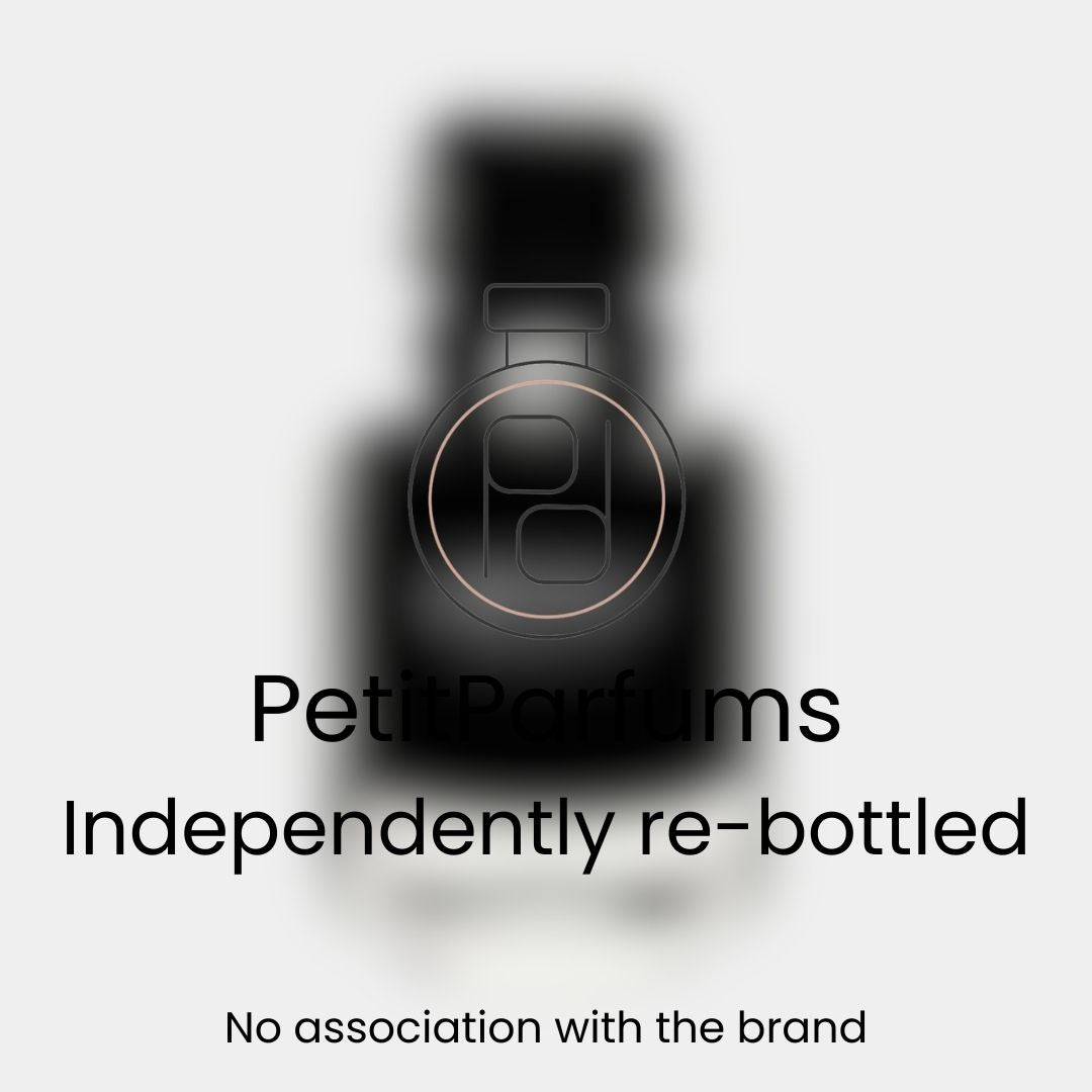 A sample bottle of 'L'Interdit EDP Intense' fragrance, featuring a sleek design. The bottle is labeled as independently re-bottled by PetitParfums.