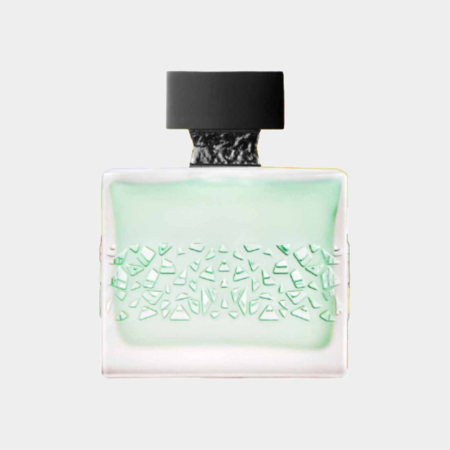 A full bottle of M. Micallef GnTonic perfume, featuring a textured green glass design and a sleek black cap, set against a light background.