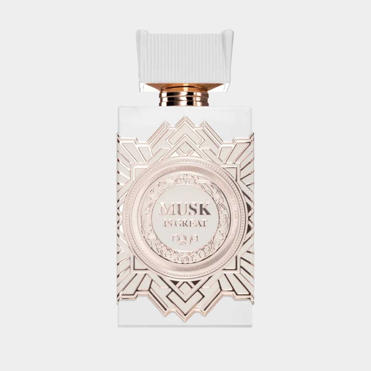 Afnan Perfumes Zimaya Musk Is Great sample bottle features an elegant design with intricate gold detailing and a textured cap, embodying luxury and sophistication.