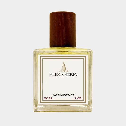 Bottle of Alexandria Fragrances Amazing Chypre Sample, featuring a wooden cap and a clear glass design, containing 30 ml of parfum extract.