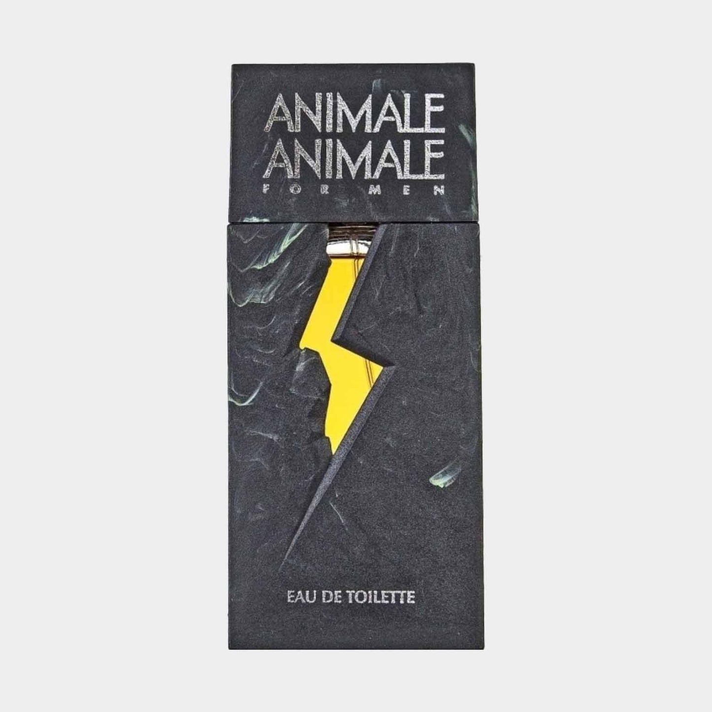 Animale Animale for Men EDT sample featuring a sleek black box with a striking lightning bolt design. The packaging highlights the fragrance's bold and adventurous character.