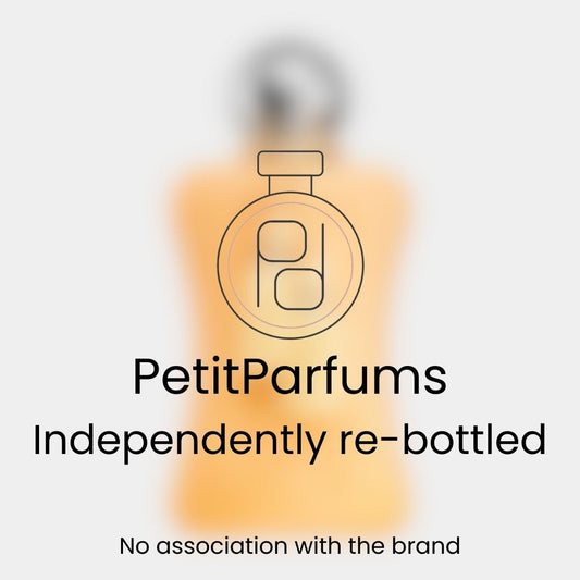Cassili Sample by PetitParfums, featuring a re-bottled fragrance with a minimalist design. The image showcases the bottle against a soft, blurred background.