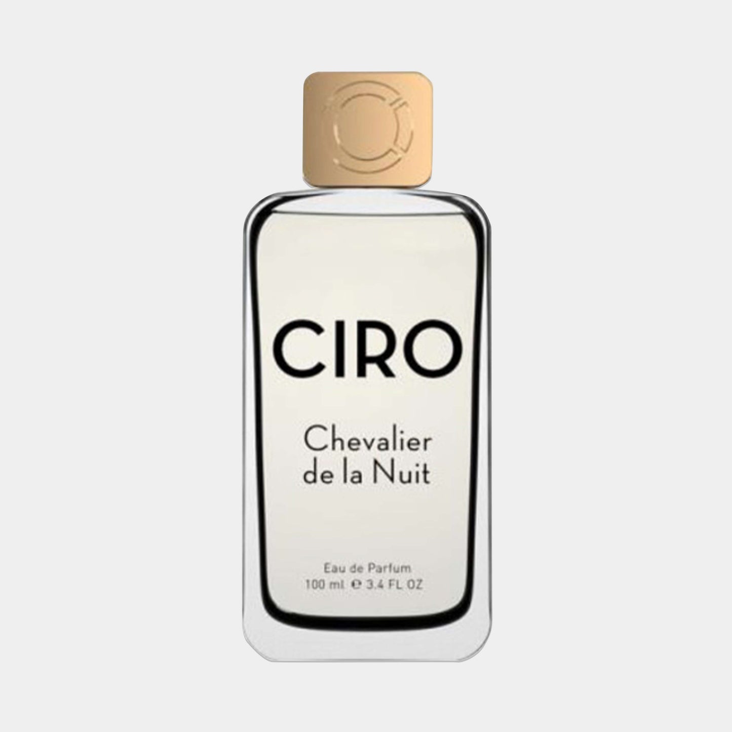 Ciro Chevalier de la Nuit Sample, featuring a sleek glass bottle labeled 'Ciro' with a gold cap, containing 100 ml of eau de parfum.