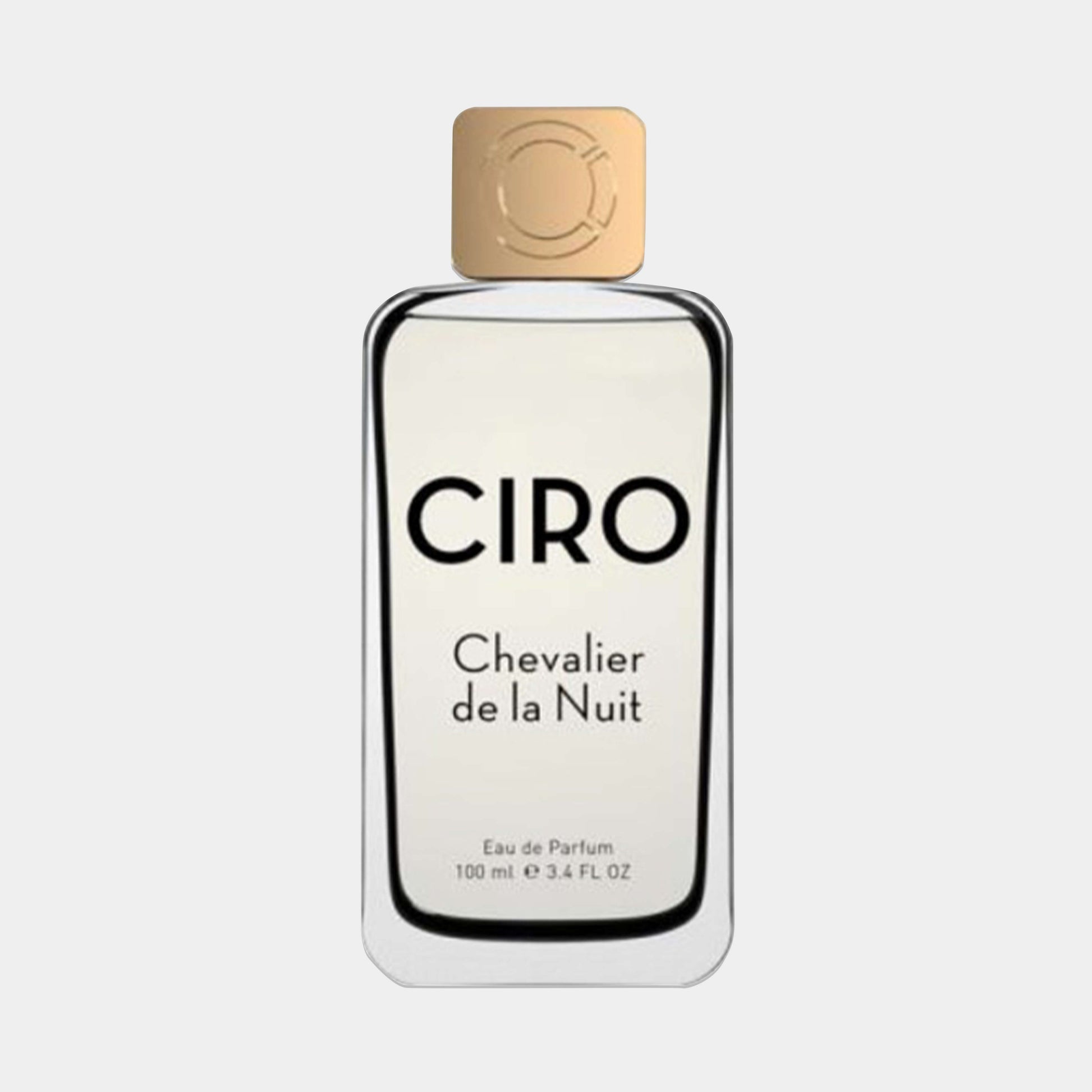 Ciro Chevalier de la Nuit Sample, featuring a sleek glass bottle labeled 'Ciro' with a gold cap, containing 100 ml of eau de parfum.