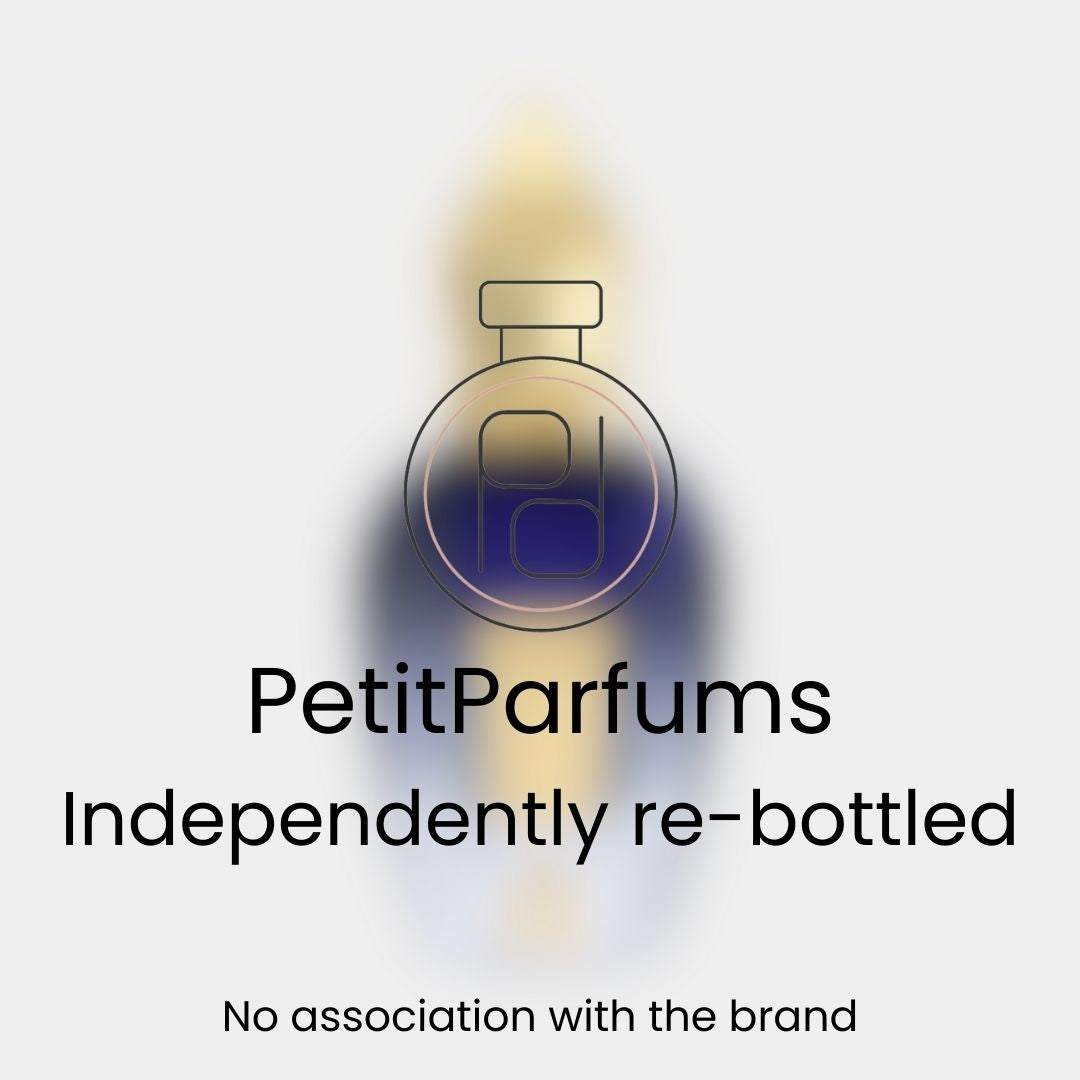 Comandante Sample by PetitParfums, featuring a minimalist design on a blurred background, indicating it is independently re-bottled with no association to the original brand.