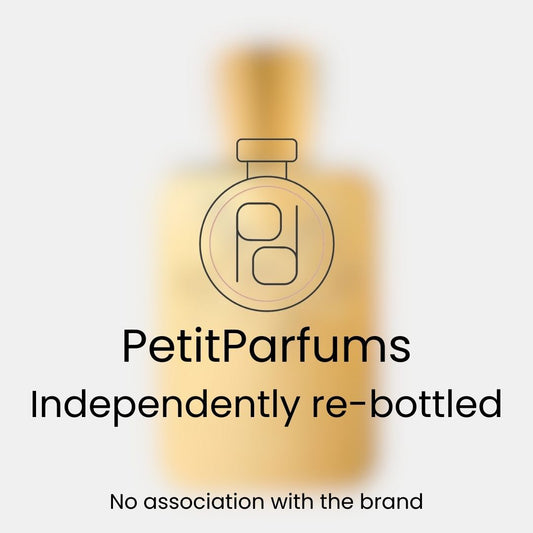 Godolphin Sample by PetitParfums, featuring a minimalist bottle design with a blurred background, labeled as independently re-bottled with no affiliation to the original brand.