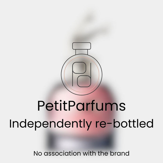 Scandal EDP Sample in a stylish, re-bottled container by PetitParfums, featuring a minimalist design and a distinctive fragrance profile.