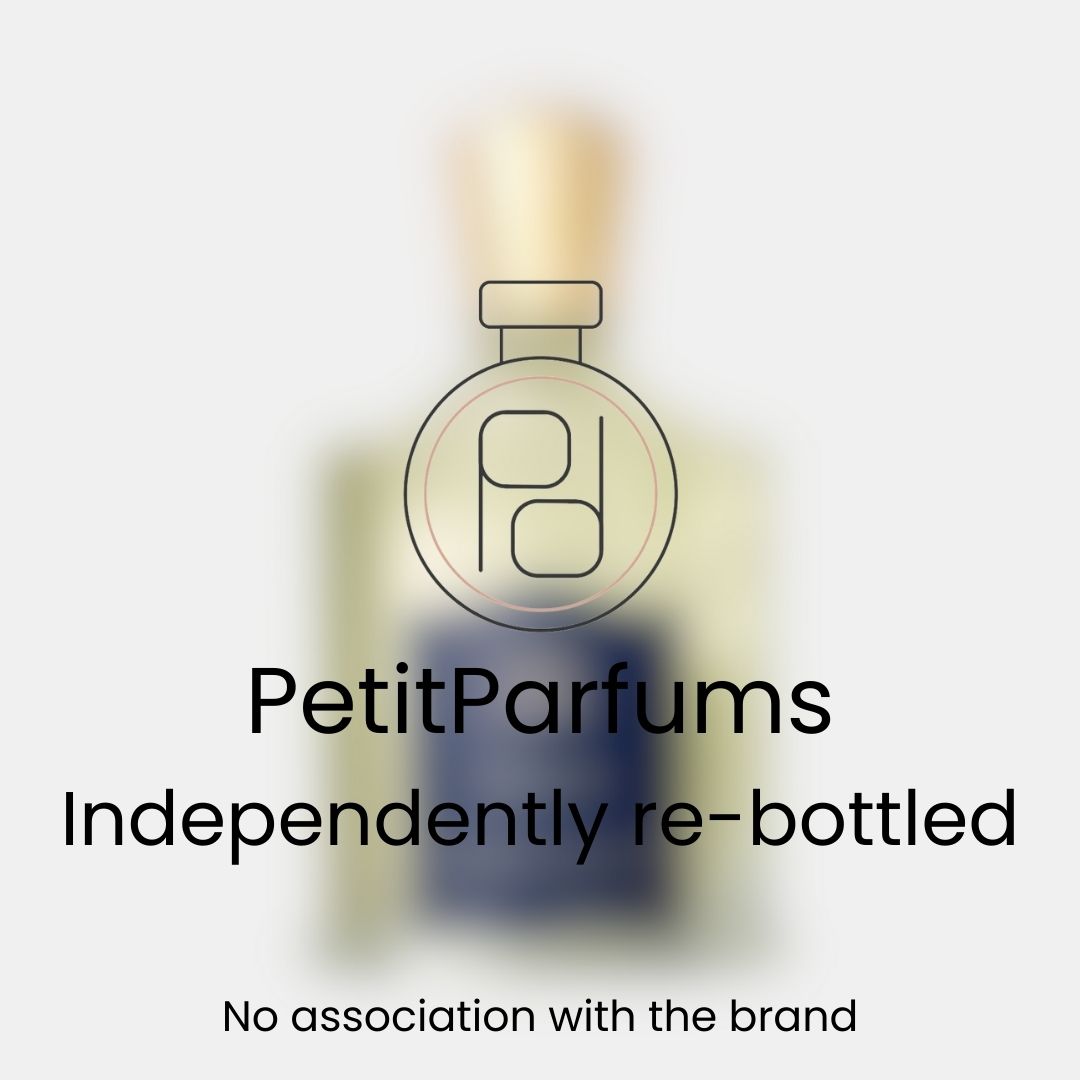 Erolfa Sample by PetitParfums, featuring a stylishly re-bottled fragrance displayed with a soft-focus background. The label emphasizes its independent re-bottling, with no association to the original brand.
