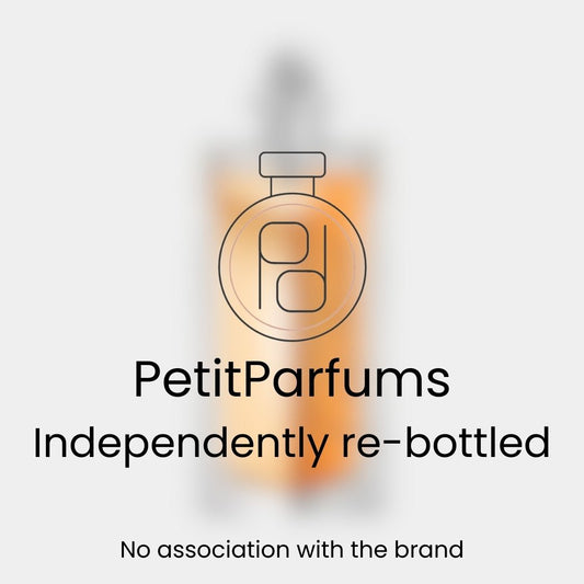 Déclaration Parfum Sample from PetitParfums, independently re-bottled, featuring a sleek, amber-colored bottle design with a minimalist logo.