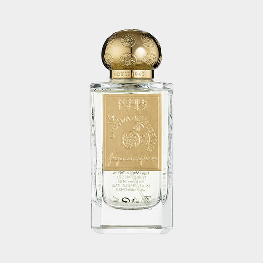 Nobile 1942 La Danza delle Libellule Eau de Parfum sample, featuring an ornate gold cap and a clear glass bottle showcasing the elegant design and vintage charm of the fragrance.