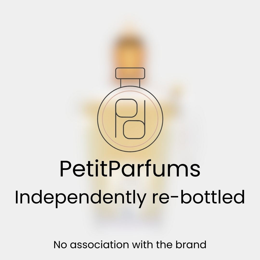 Dama Bianca Sample from PetitParfums, presented in a clear bottle with a simple design. The label indicates it is independently re-bottled with no association to the original brand.