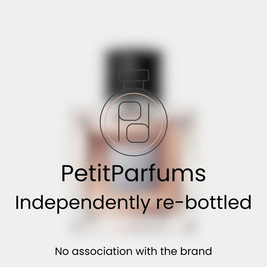 Sample bottle of L'Homme Ideal EDP (2022), featuring a sleek design with a black cap, re-bottled by PetitParfums. The label emphasizes the independent re-bottling and notes no association with the brand.