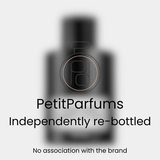 Ombre Leather Parfum Sample in a sleek black bottle, featuring minimalist branding. The sample is presented by PetitParfums and is independently re-bottled, with no association to the original brand.