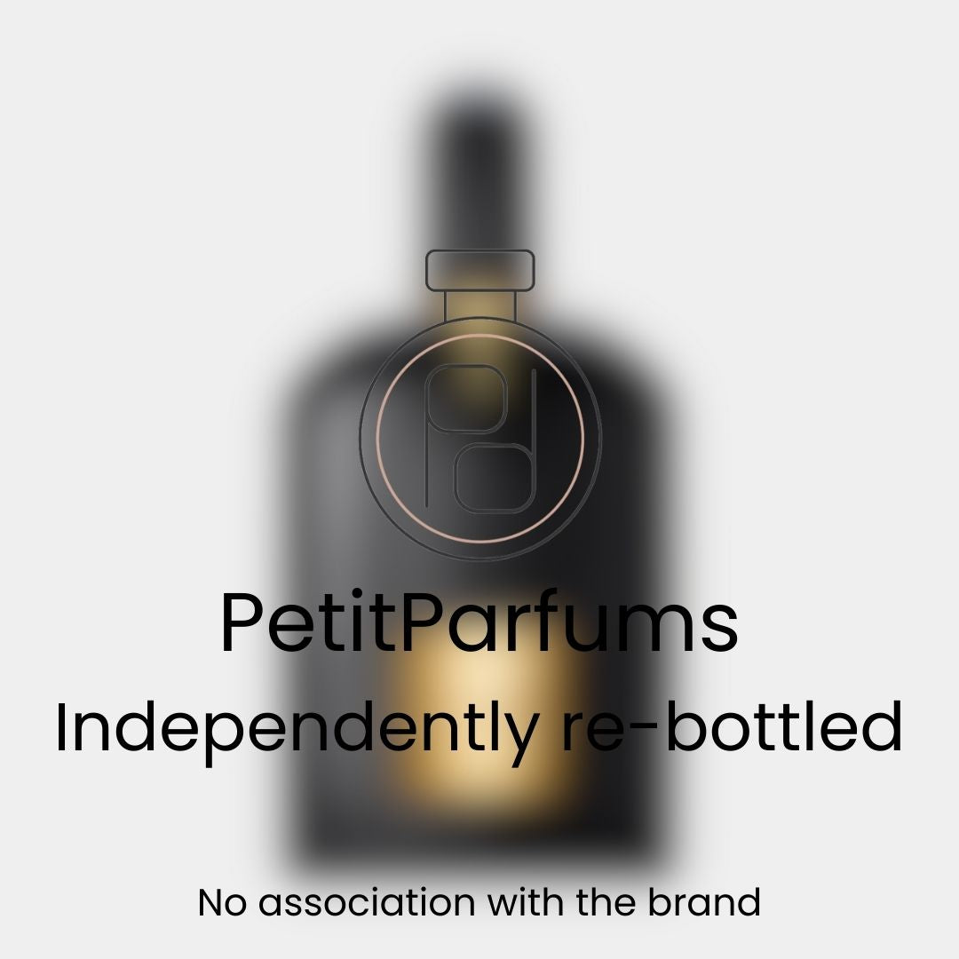 Black Orchid EDP Sample in a sleek, dark bottle, elegantly re-bottled by PetitParfums with a discreet logo. This sample offers a chance to experience the luxurious fragrance.