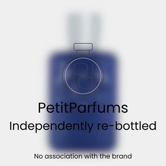 Percival Sample in a sleek blue bottle with a minimalist design, featuring a white cap and the brand logo in the background. This sample is independently re-bottled with no association to the original brand.