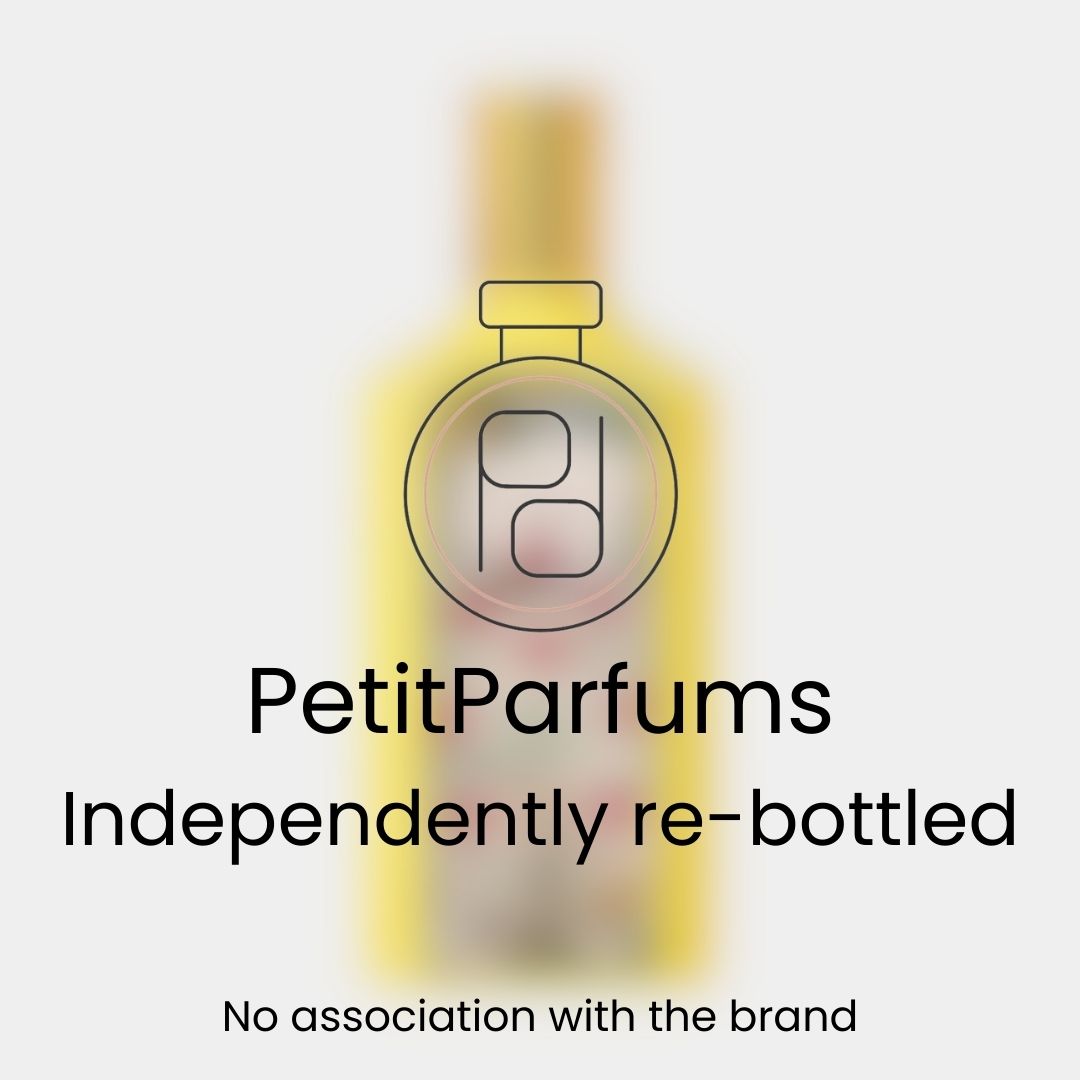 Flora Gorgeous Orchid Sample by PetitParfums, showcasing an elegantly re-bottled fragrance in a sleek yellow bottle.