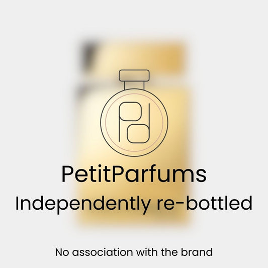 The One Gold Sample is elegantly presented in a sleek bottle design, featuring minimalistic branding that states it is independently re-bottled by PetitParfums.
