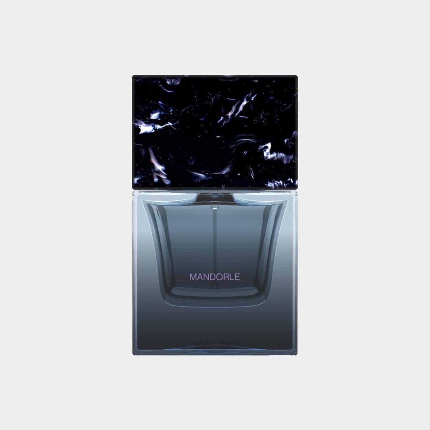 Sora Dora Mandorle Sample fragrance bottle featuring a sleek design and a dark, marbled cap.