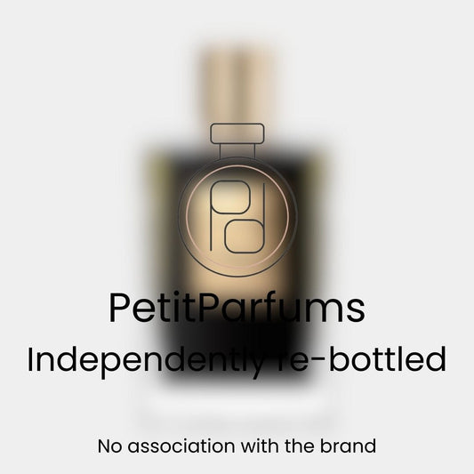 Intoxicated Sample by PetitParfums, presented in an elegantly re-bottled glass container. The design features a minimalist aesthetic with a focus on the fragrance name.