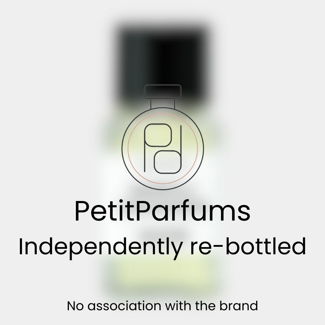 A small sample bottle labeled 'Néroli Oranger Sample' by PetitParfums, showcasing a light green liquid inside. The background is softly blurred, emphasizing the minimalist design of the bottle.